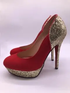 傷あり 即納可！パンプス レディース  ラメ ヒール高さ13cm