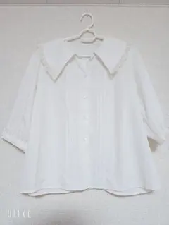 COLZA 白色襯衫 蕾絲領 七分袖 淑女風