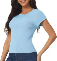 Sサイズ✨️Tシャツ ブラウス 無地 通勤 キャップスリーブ ニット クル