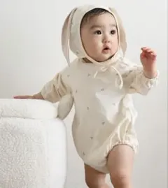 PUPPAPUPO ベビーロンパース ボンネット付き さくらんぼ 70のサムネイル