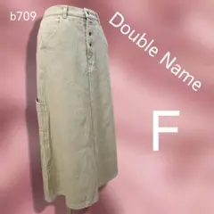 ダブルネーム　デニムロングスカート　F 草色のサムネイル