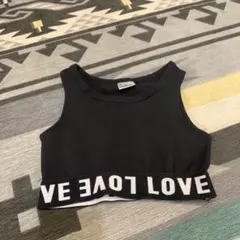 LOVE ロゴ ノースリーブ トップス ブラック 130 ヘソ出し　ダンス衣装