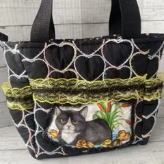 コヤンイサムチョン 赤ちゃん猫と友達ファブリックVol.7黒猫 フリル