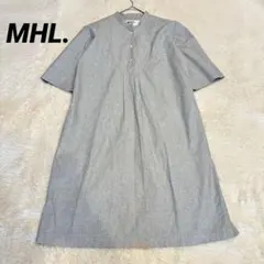 マーガレットハウエル　ワンピース　コットン　半袖　グレー　バンドカラー