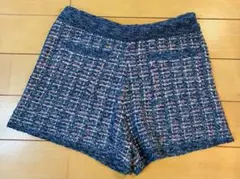 ZARA ショートパンツ ツイード風 ブルー系 美品 S