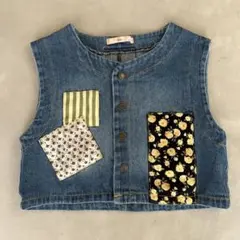 しまむら ai arai コラボ デニムベスト パッチワーク　100cm