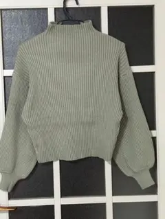 GRLグレイルボリュームスリーブボトルネックニットトップス【F】オリーブグリーン