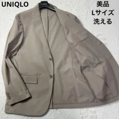 美品 Lサイズ 洗える ユニクロ テーラードジャケット 感動ジャケット しつけ糸