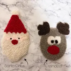 ハンドメイド クリスマス コースター トナカイ 北欧 パンチニードル