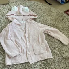 H&M ベビー 耳付きニットカーディガン ピンク 98-104cm