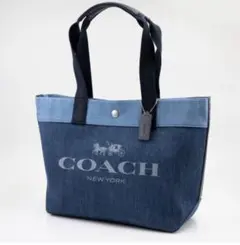 【美品】COACH ハンド・トートバッグ ロゴデニムキャンバス91131