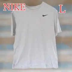 ナイキ 灰色 Ｔシャツ 半袖 L 刺繍ロゴ スポーツ トレーニング【イ363】