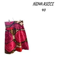NINA RICCI ニナリッチ ローズ柄 フレアスカート 40 花柄 Aラインのサムネイル