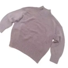 長袖ニットセーター　グレー　ハイネック　毛80%