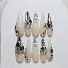 韓国　ギャル　ネイルチップ　ネイル　ロング　スナ系　量産型　y2k ワンホン