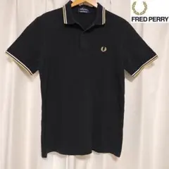 【古着】FREDPERRYフレッドペリー英国製半袖ポロシャツ黒（白黄）42