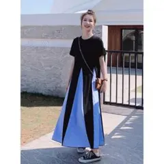 夏の女子会にぴったり♪シンプルロングワンピース ゆったりデートパーティー用