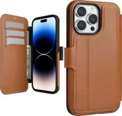 スマホケース 手帳型 iphone14 promax ブラウン カード収納