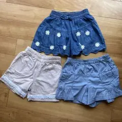 女児size110まとめ売り ショートパンツ、キュロット3点セット