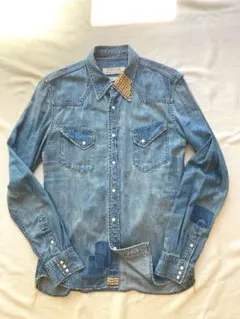 ken33様専用レミレリーフ　スタッズ　リペア加工　ウエスタン・デニムシャツ　L