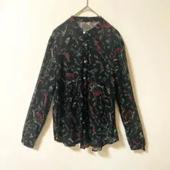 極美品✨トゥモローランド シルク ノーカラー 長袖 シャツ ブラウス リバティ柄のサムネイル