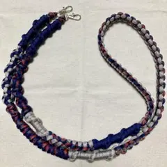 【#247】シルバー・ネイビーパラコードスマホショルダーストラップ