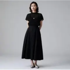 UNTITLED【はっ水ナイロン後ろウエストゴム】タスランフレアスカート 日本製