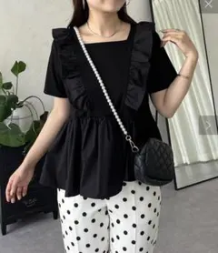 【prose verse】裾アシメフリルTシャツ 黒 Lのサムネイル