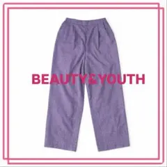 BEAUTY&YOUTH パープルチェック イージーパンツ ウエストゴム