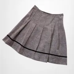 ツイードフレアスカート ラメ調 タック 裏地付き 日本製 クラシカル