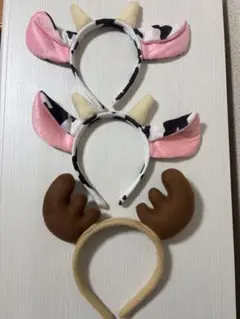 牛とトナカイのコスプレカチューシャ3個セット