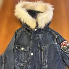 デニムブルー ファー付きフードジャケット 130cm