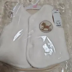 ホワイト 新生児リバーシブルベスト 馬の刺繍 50~70