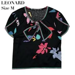 美品✨LEONARD レオナール 花柄 半袖 カットソー トップス M 黒のサムネイル
