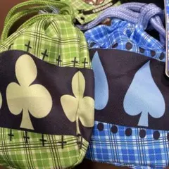 しゅごキャラ　クローバー・スペード柄巾着　ポーチ中身無し