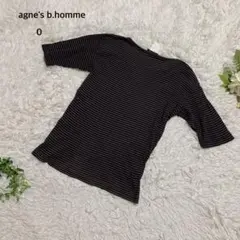 アニエスベーオム　Tシャツ 半袖 カットソー ボーダー柄フランス製　リブ編み