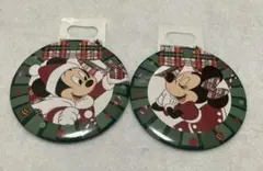 ディズニーストア　缶バッジ　クリスマス　ミッキー　ミニー