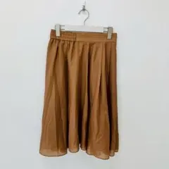 【a0363】アンタイトル 膝丈シアースカート ブラウン M 綺麗め