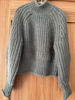 H&M チャンキーニット XS ライトカーキグリーン