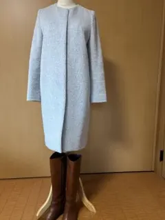 ライトブルーグレー ノーカラーコート　ユナイテッドアローズ