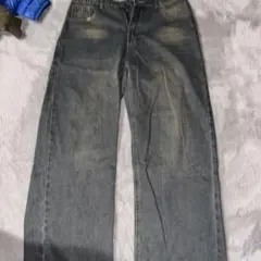 デニム ワイドレッグパンツ ダークブルー