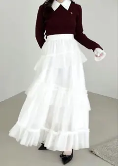 チュールフリルティアードスカート