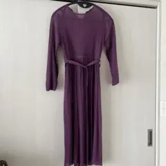 mila owenパープルリブ編み長袖ワンピース