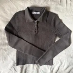 ZARA 襟付き　リブニット　クロップド