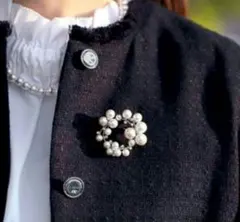 新品　ブローチ　七五三　入学式　卒業式　高見え パールサークルブローチ