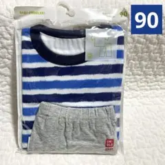 新品　ユニクロ　ドライパジャマ(半袖) ボーダー　上下セット　ブルー　90㎝