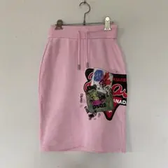 DSQUARED2 ディースクエアード スカート ピンク ロゴ パッチ　スエット