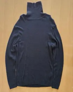 無印良品 黒 リブ タートルネックセーター M ウール シンプル 定番 ブラック