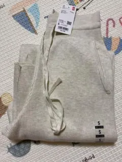 UNIQLO ウォッシャブルニットリブパンツ ナチュラル S