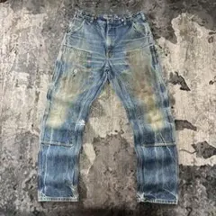 Carhartt ダブルニー 極上フェード ペンキ 縦落ち 超ロングレングス 